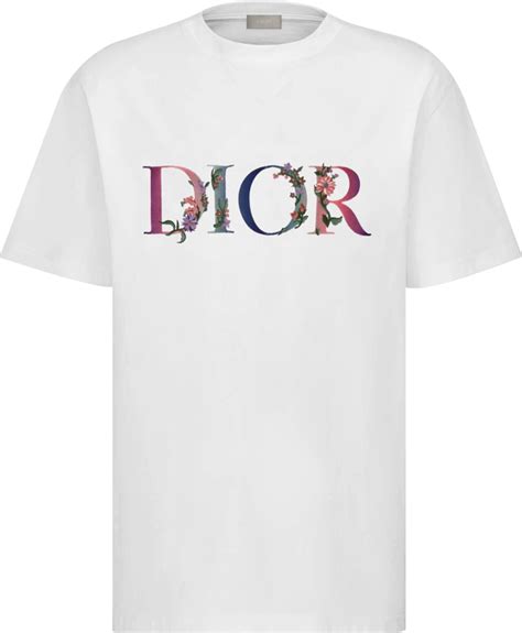 dior women flower embroidred pocket tishirt|Dior White 'Dior Flowers' T.